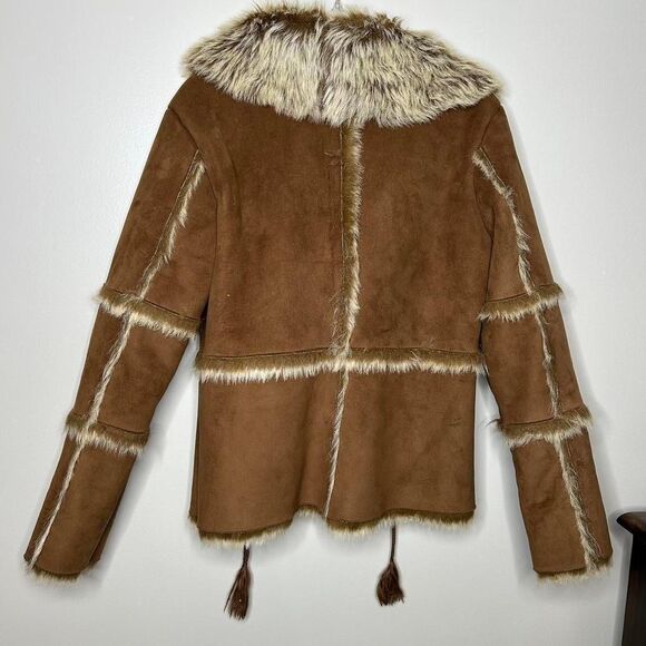 Vintage 90s 1990s y2k 2000s faux fur suede shearling penny lane coat jacket - Picture 6 of 7